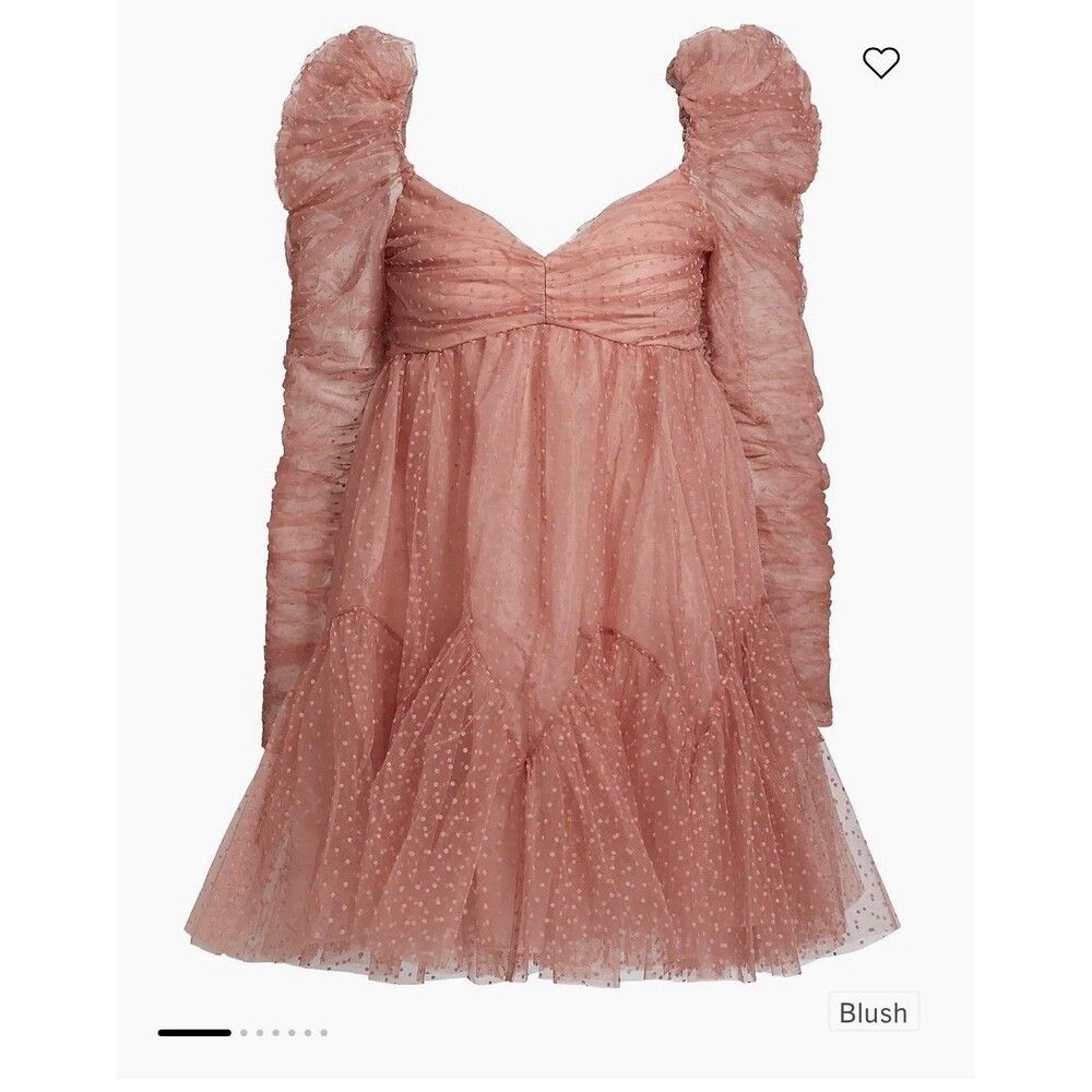 Zimmermann Tulle Ruched Mini Dress Blush Pink Size AU 0 US 4 New w/tag Authentic